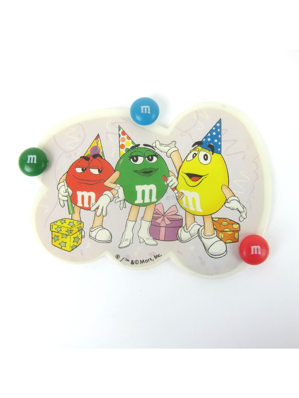 Vintage M&Ms Refrigerator Magnet Red Green Yellow M&Ms 3D Candy Birthday Party
